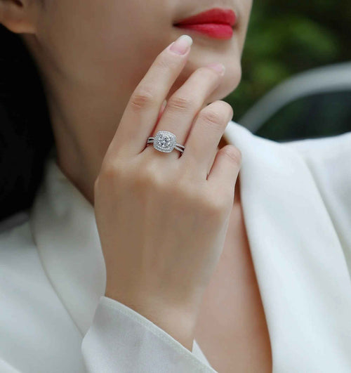 1 Carat Moissanite Platinum-Plated Silver Ring with Custom Options - Mohamed jewelry My Store