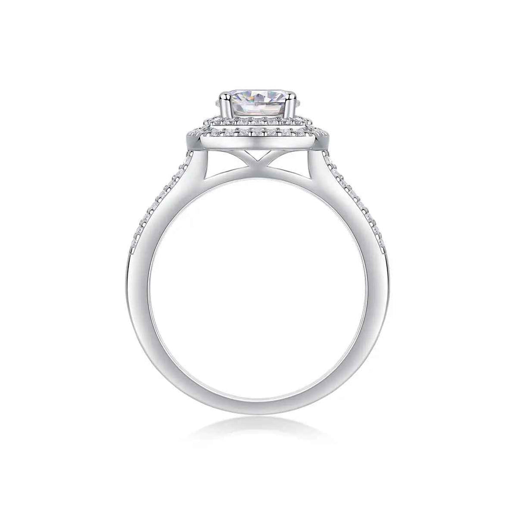 1 Carat Moissanite Platinum-Plated Silver Ring with Custom Options - Mohamed jewelry My Store