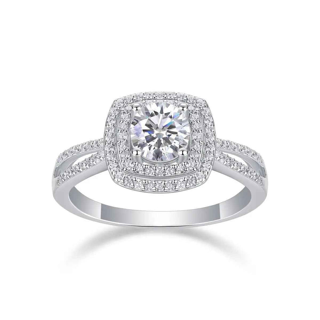 1 Carat Moissanite Platinum-Plated Silver Ring with Custom Options - Mohamed jewelry My Store