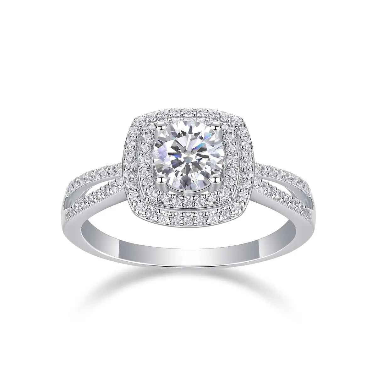 1 Carat Moissanite Platinum-Plated Silver Ring with Custom Options - Mohamed jewelry My Store