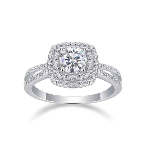 1 Carat Moissanite Platinum-Plated Silver Ring with Custom Options - Mohamed jewelry My Store