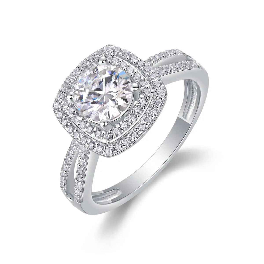 1 Carat Moissanite Platinum-Plated Silver Ring with Custom Options - Mohamed jewelry My Store