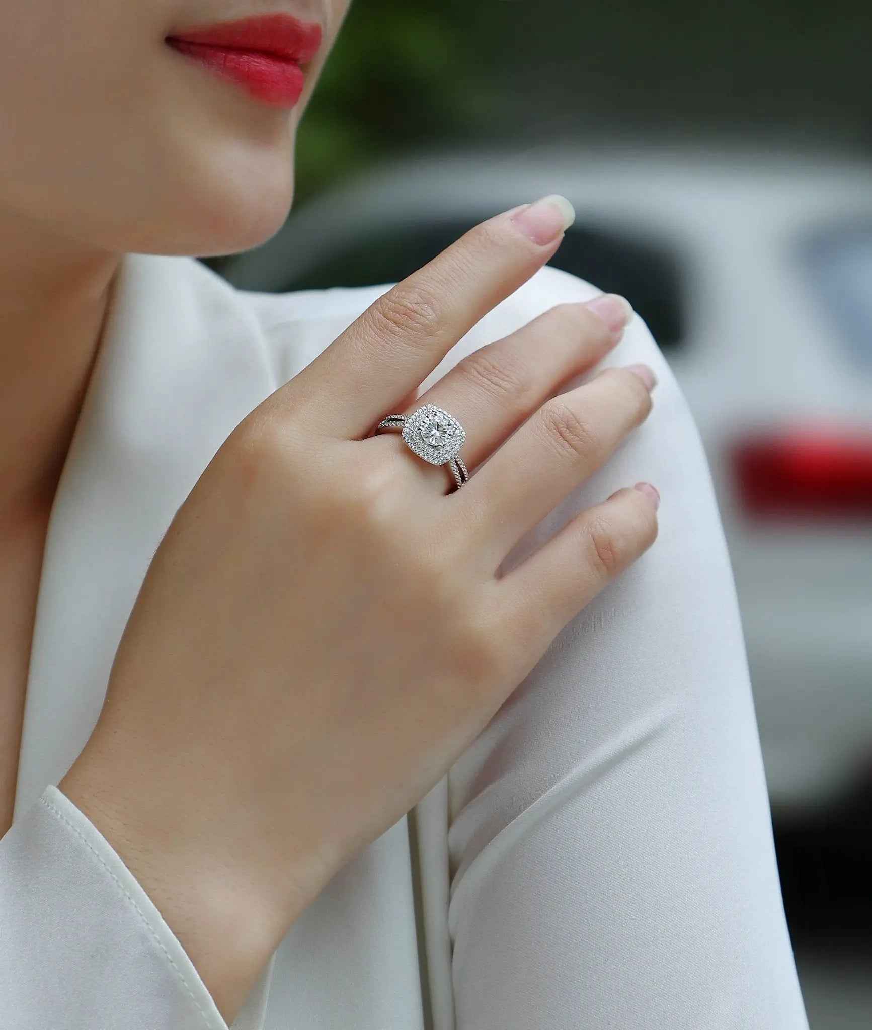 1 Carat Moissanite Platinum-Plated Silver Ring with Custom Options - Mohamed jewelry My Store