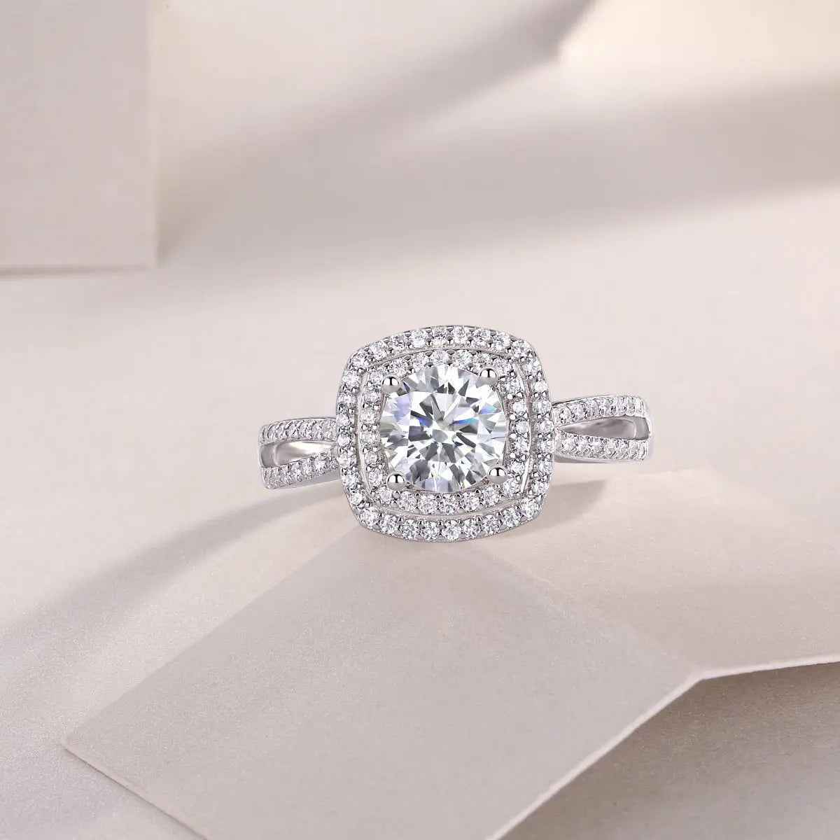 1 Carat Moissanite Platinum-Plated Silver Ring with Custom Options - Mohamed jewelry My Store