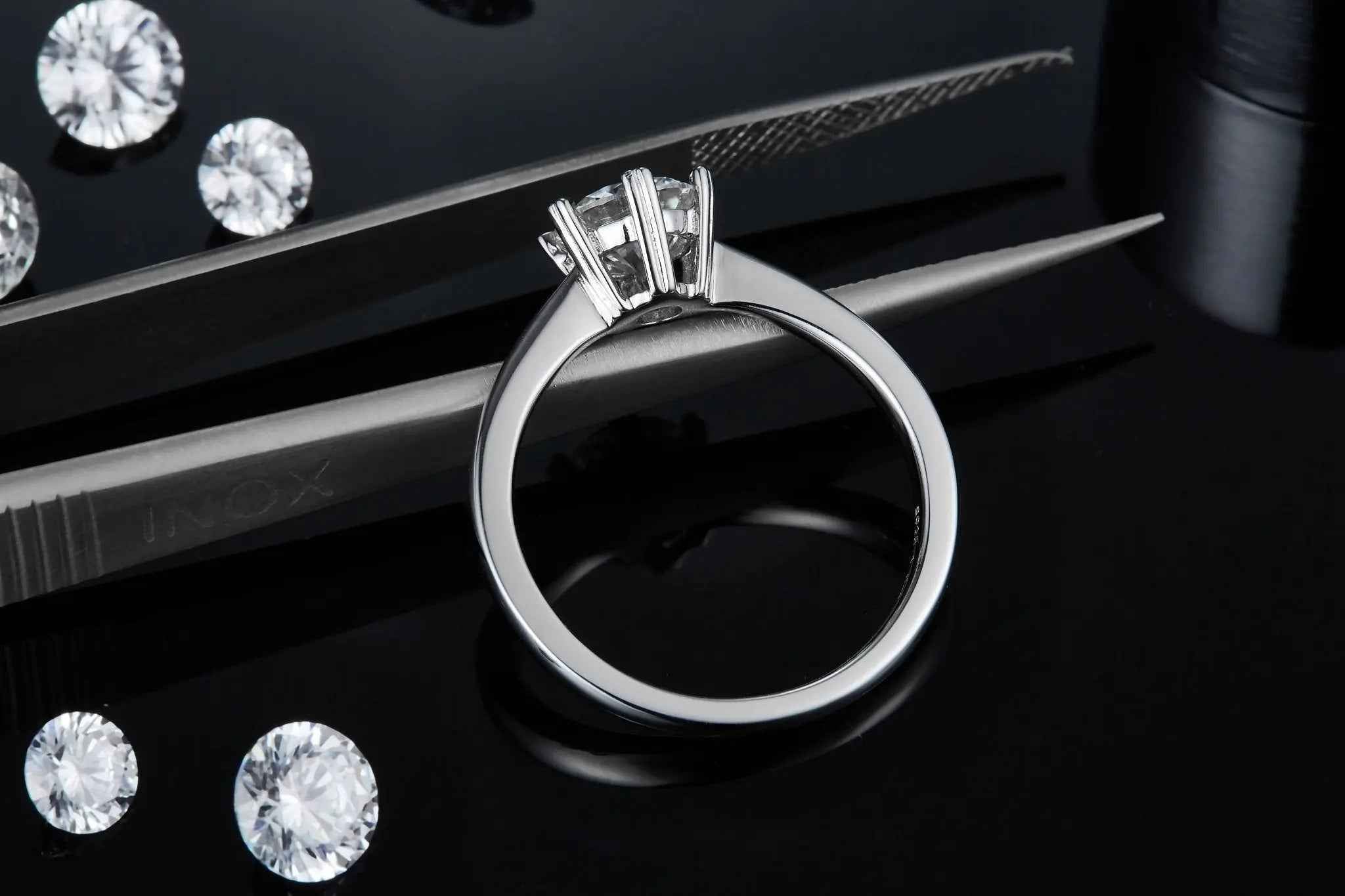 1 Carat Moissanite Platinum-Plated Silver Ring with GRA Certificate - Mohamed jewelry My Store
