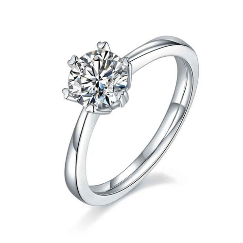 1 Carat Moissanite Platinum-Plated Silver Ring with GRA Certificate - Mohamed jewelry My Store
