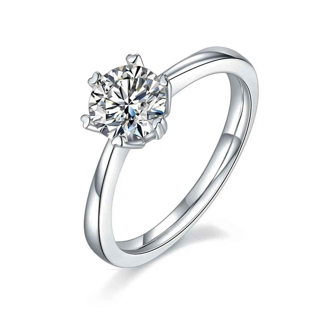 1 Carat Moissanite Platinum-Plated Silver Ring with GRA Certificate - Mohamed jewelry My Store