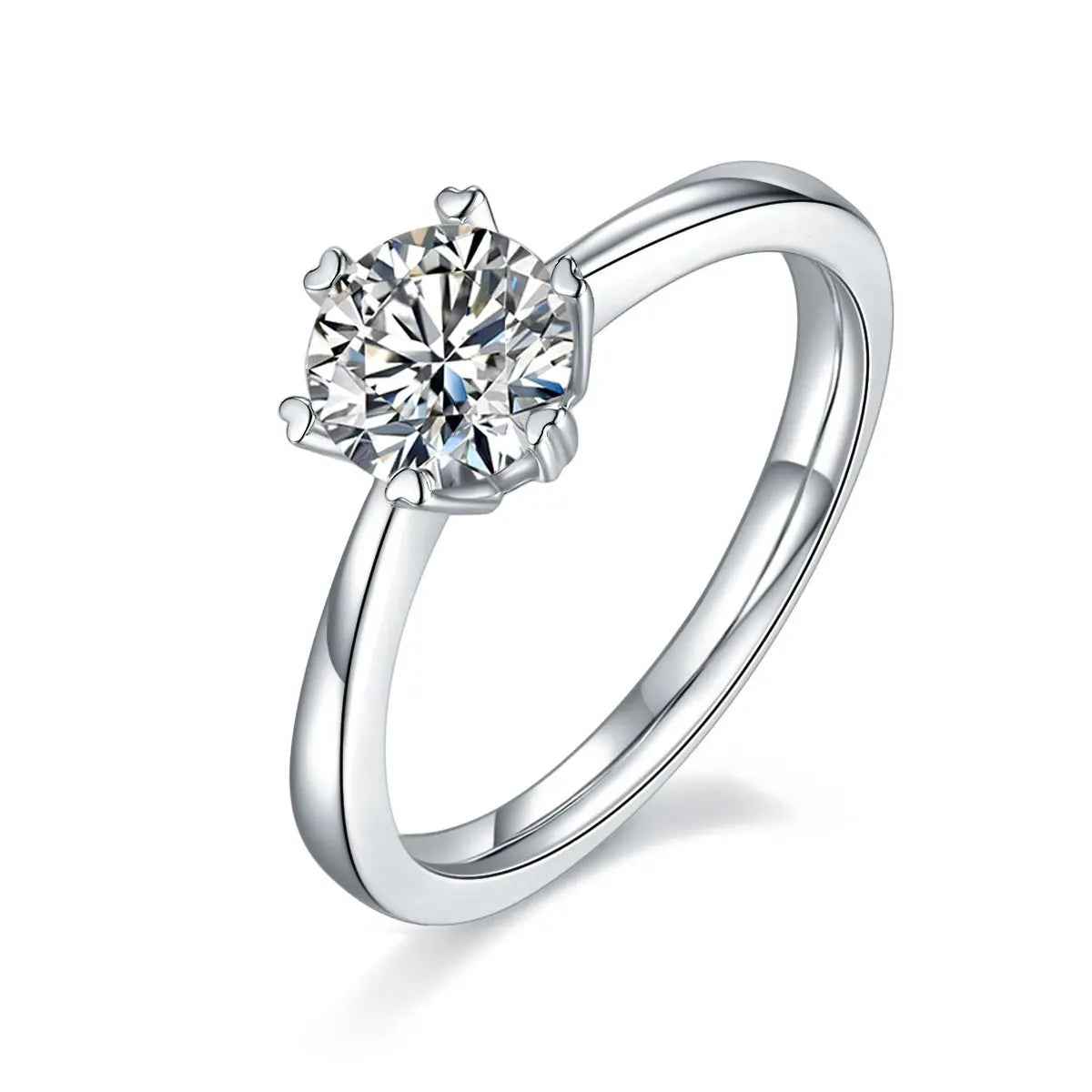 1 Carat Moissanite Platinum-Plated Silver Ring with GRA Certificate - Mohamed jewelry My Store