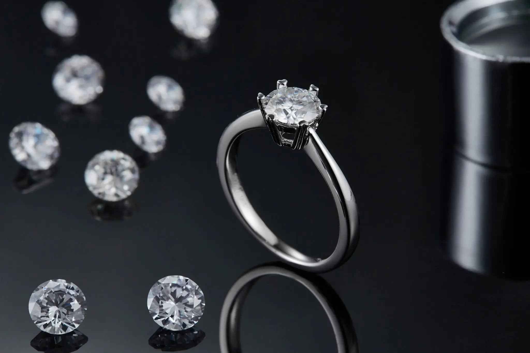 1 Carat Moissanite Platinum-Plated Silver Ring with GRA Certificate - Mohamed jewelry My Store