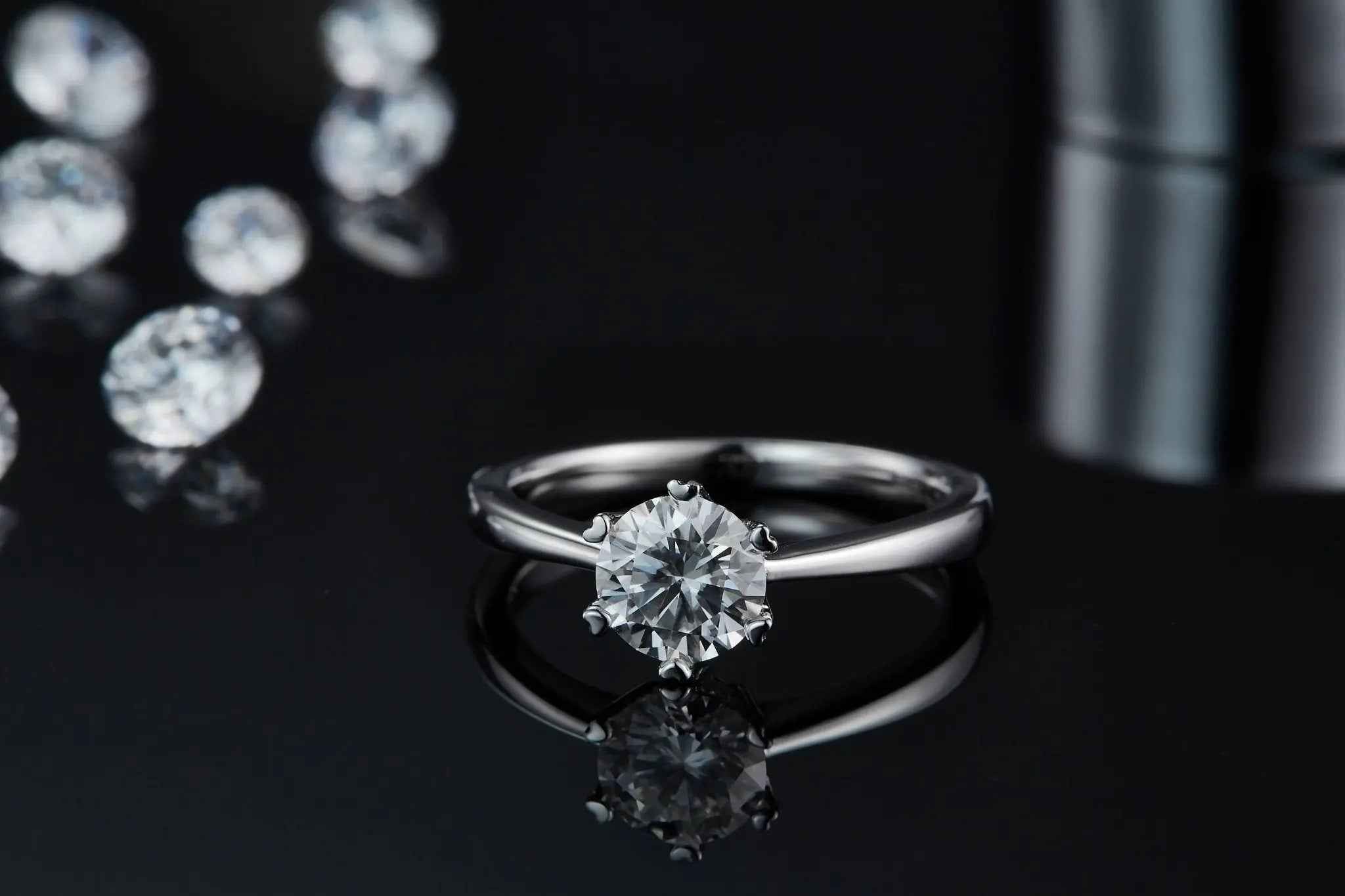 1 Carat Moissanite Platinum-Plated Silver Ring with GRA Certificate - Mohamed jewelry My Store
