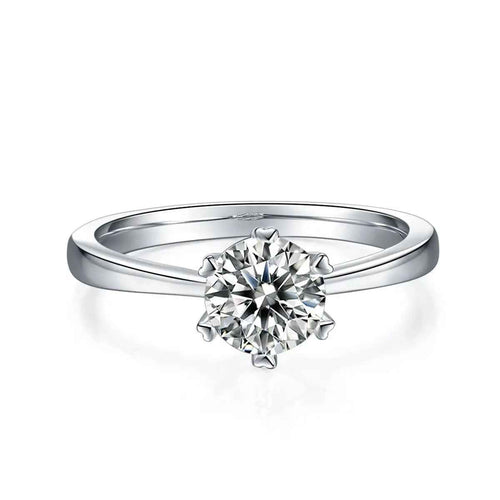 1 Carat Moissanite Platinum-Plated Silver Ring with GRA Certificate - Mohamed jewelry My Store