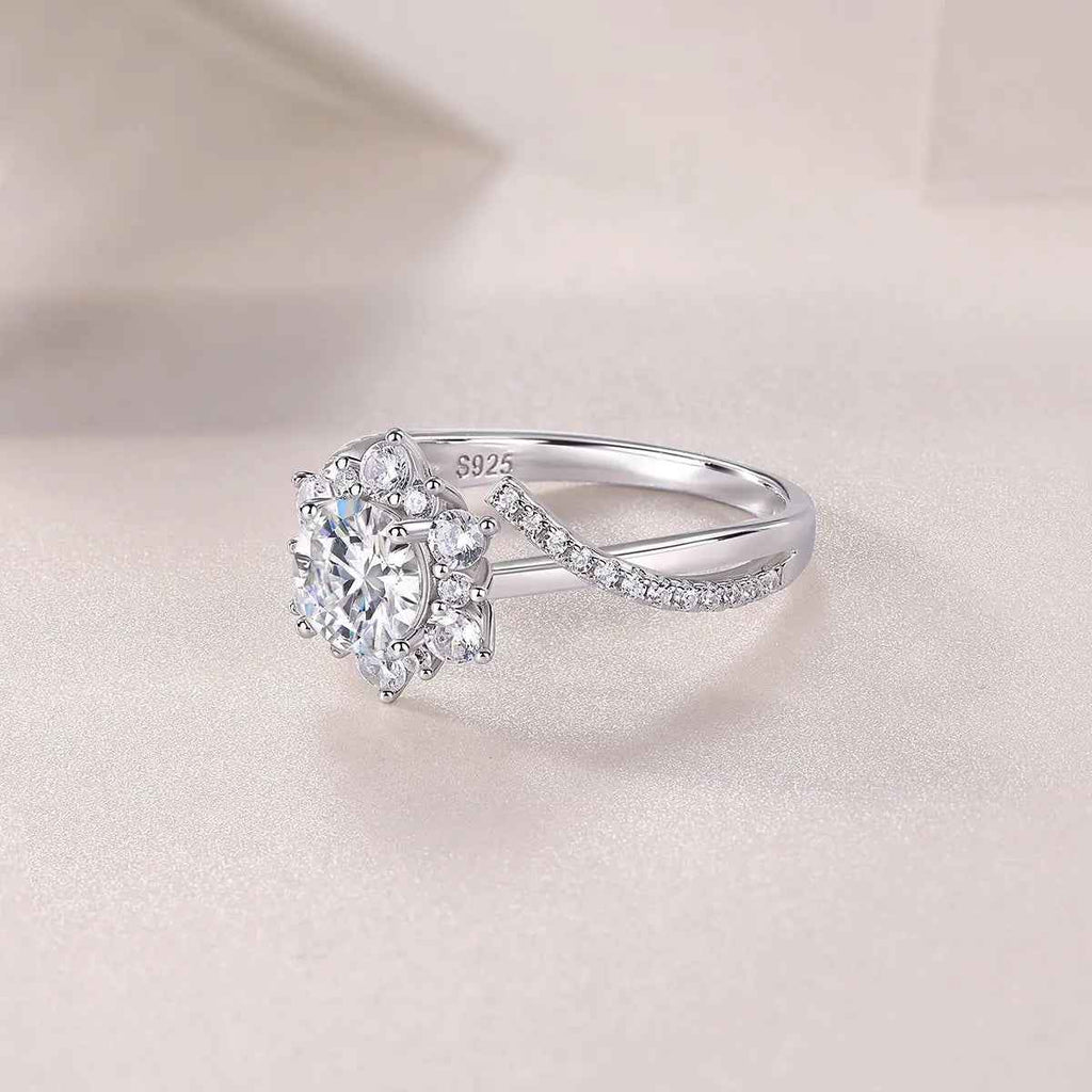 1 Carat Moissanite Ring in Platinum-Plated Silver, Customizable - Mohamed jewelry My Store