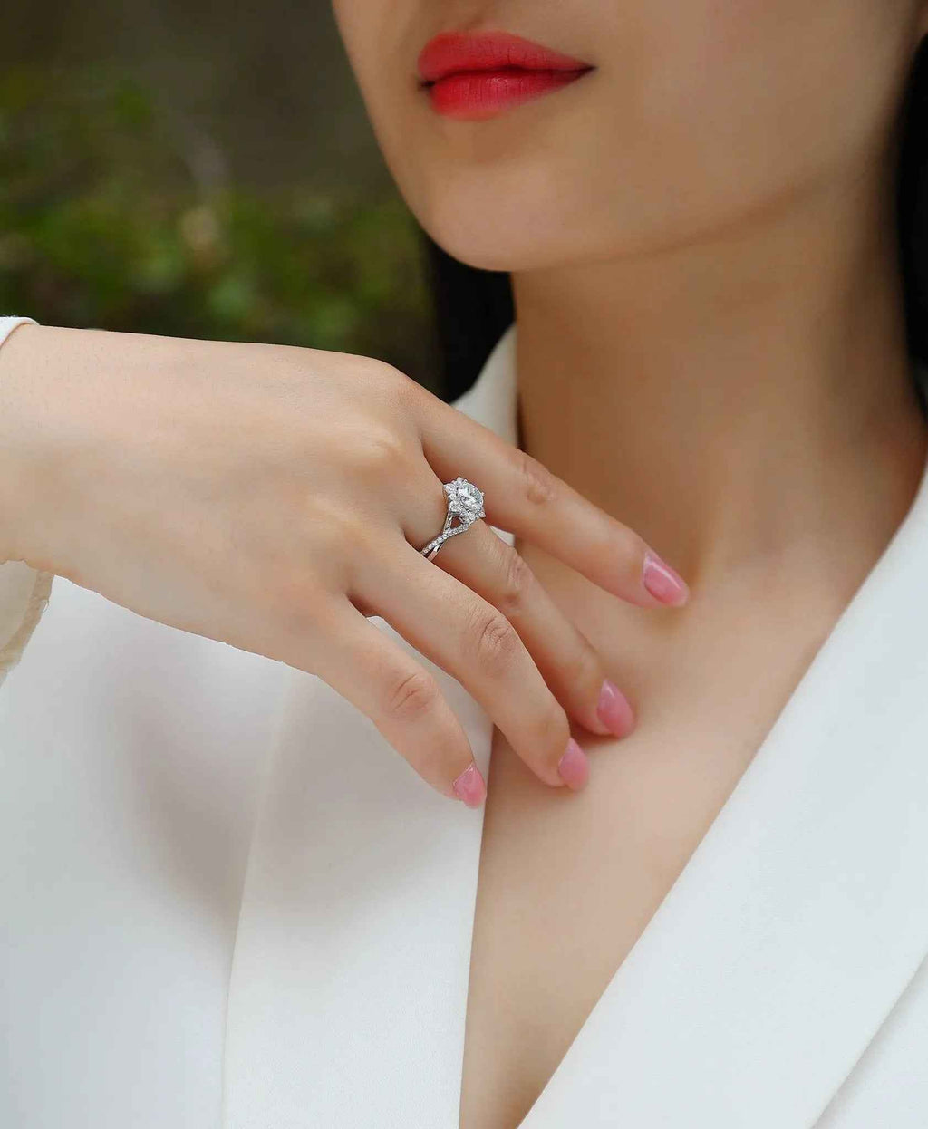 1 Carat Moissanite Ring in Platinum-Plated Silver, Customizable - Mohamed jewelry My Store