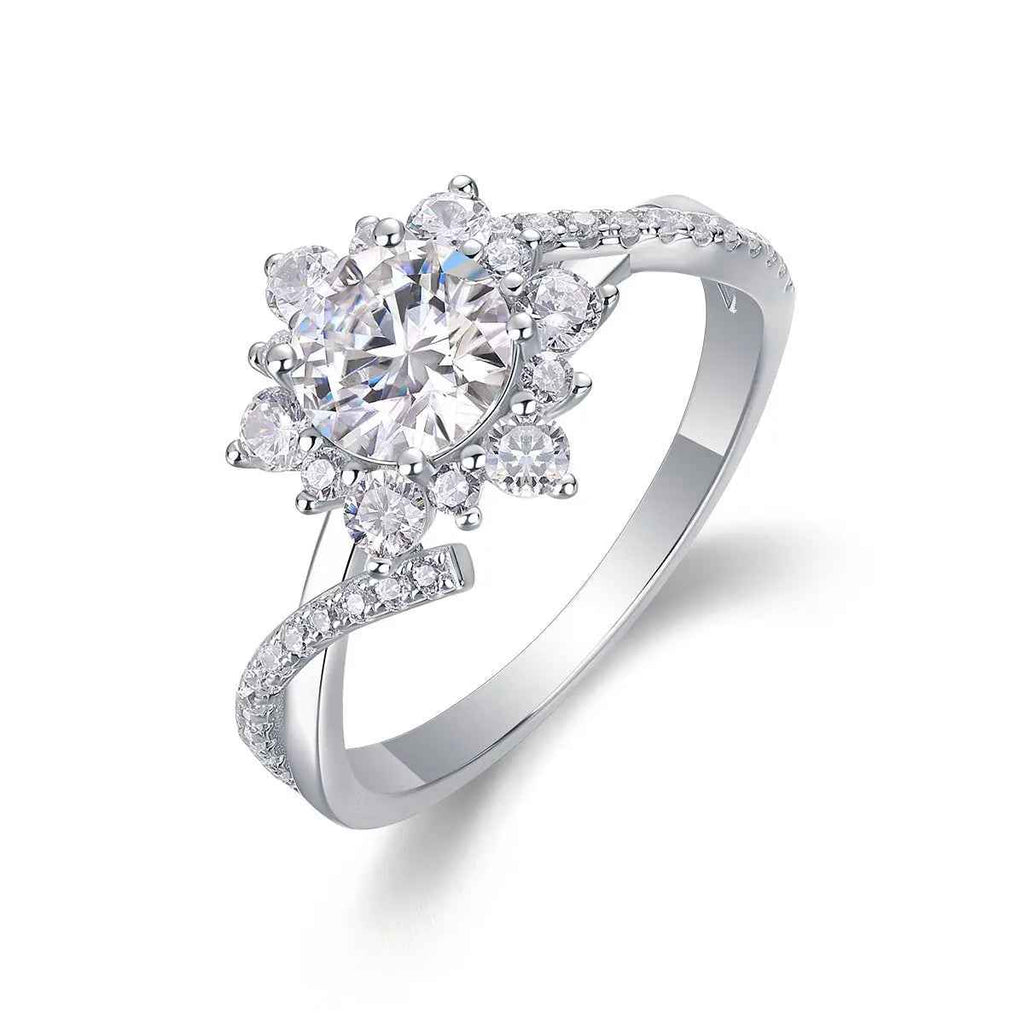 1 Carat Moissanite Ring in Platinum-Plated Silver, Customizable - Mohamed jewelry My Store