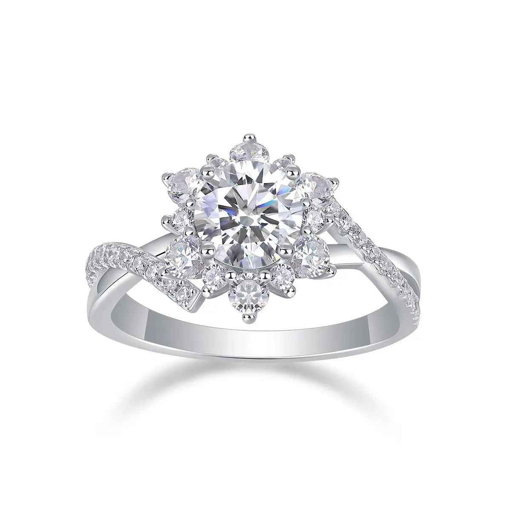 1 Carat Moissanite Ring in Platinum-Plated Silver, Customizable - Mohamed jewelry My Store