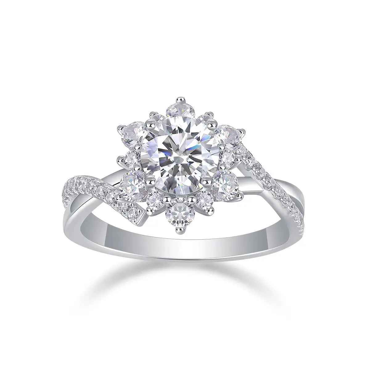 1 Carat Moissanite Ring in Platinum-Plated Silver, Customizable - Mohamed jewelry My Store