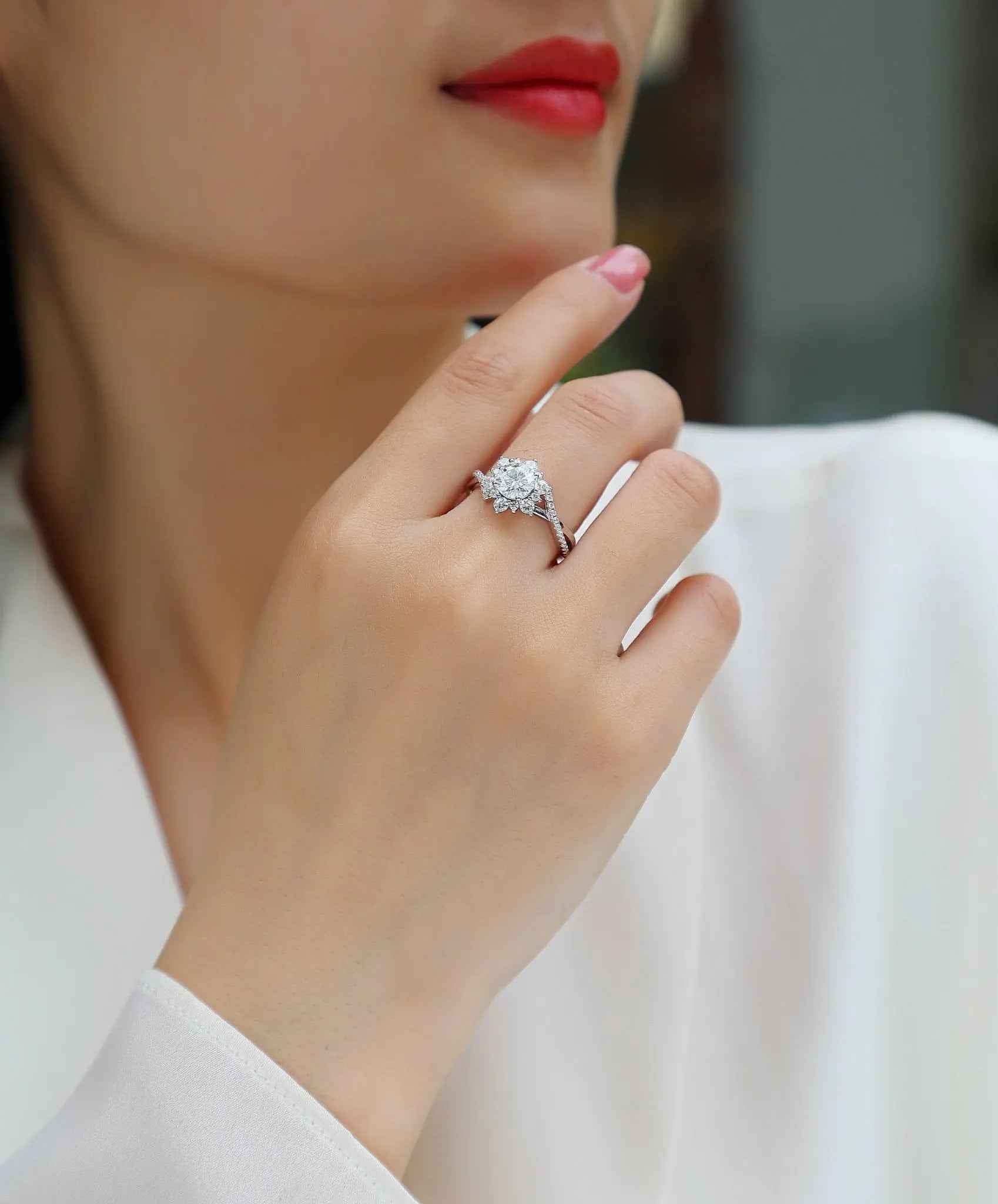 1 Carat Moissanite Ring in Platinum-Plated Silver, Customizable - Mohamed jewelry My Store