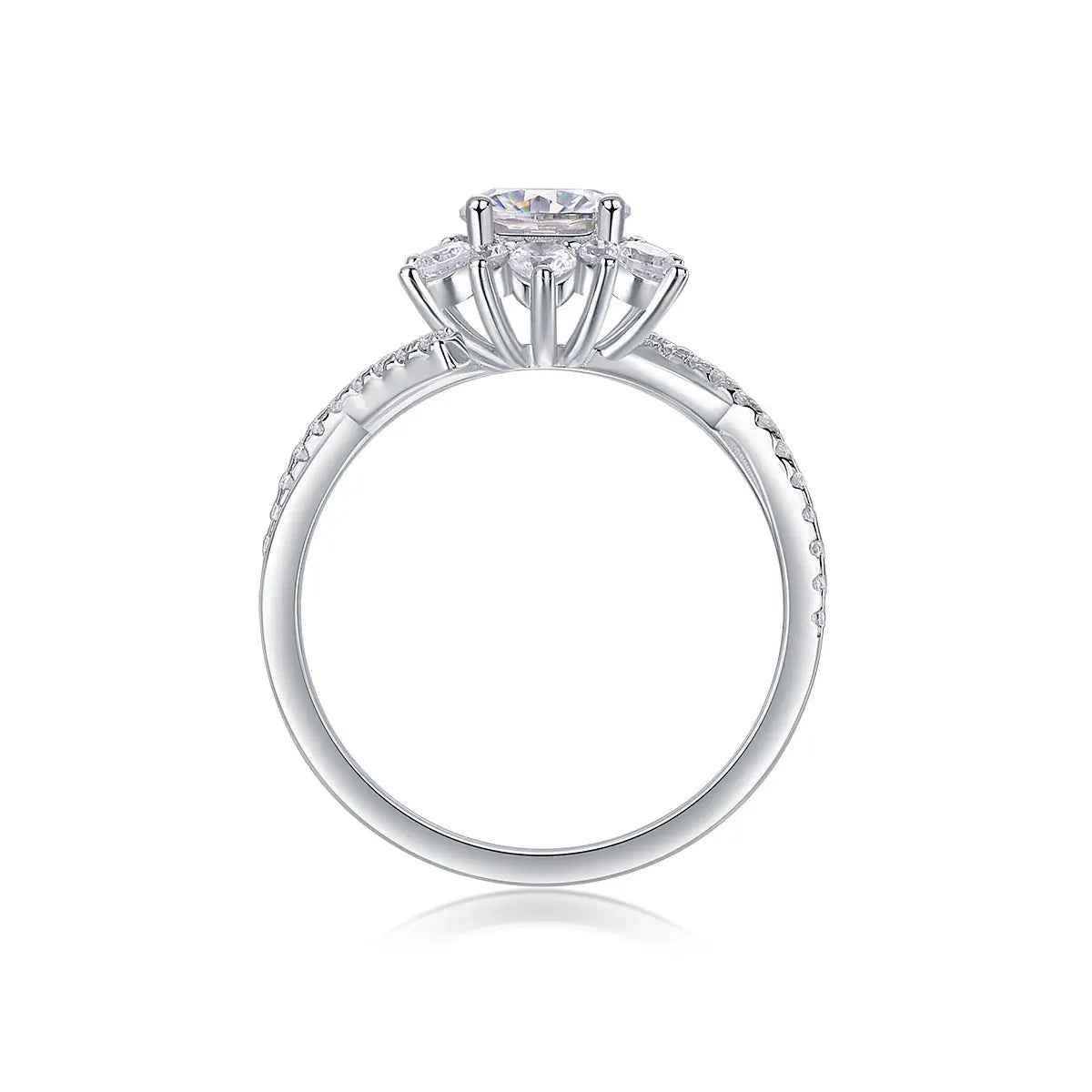 1 Carat Moissanite Ring in Platinum-Plated Silver, Customizable - Mohamed jewelry My Store
