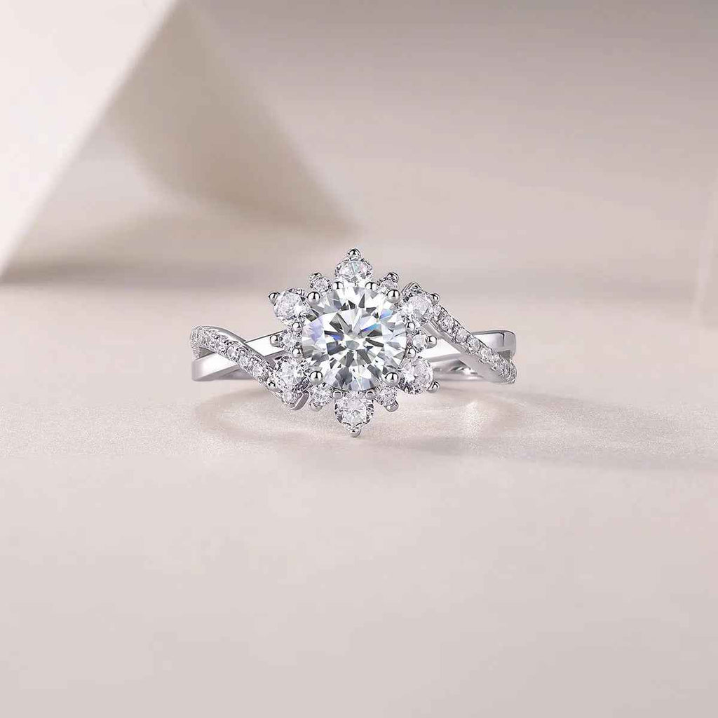 1 Carat Moissanite Ring in Platinum-Plated Silver, Customizable - Mohamed jewelry My Store