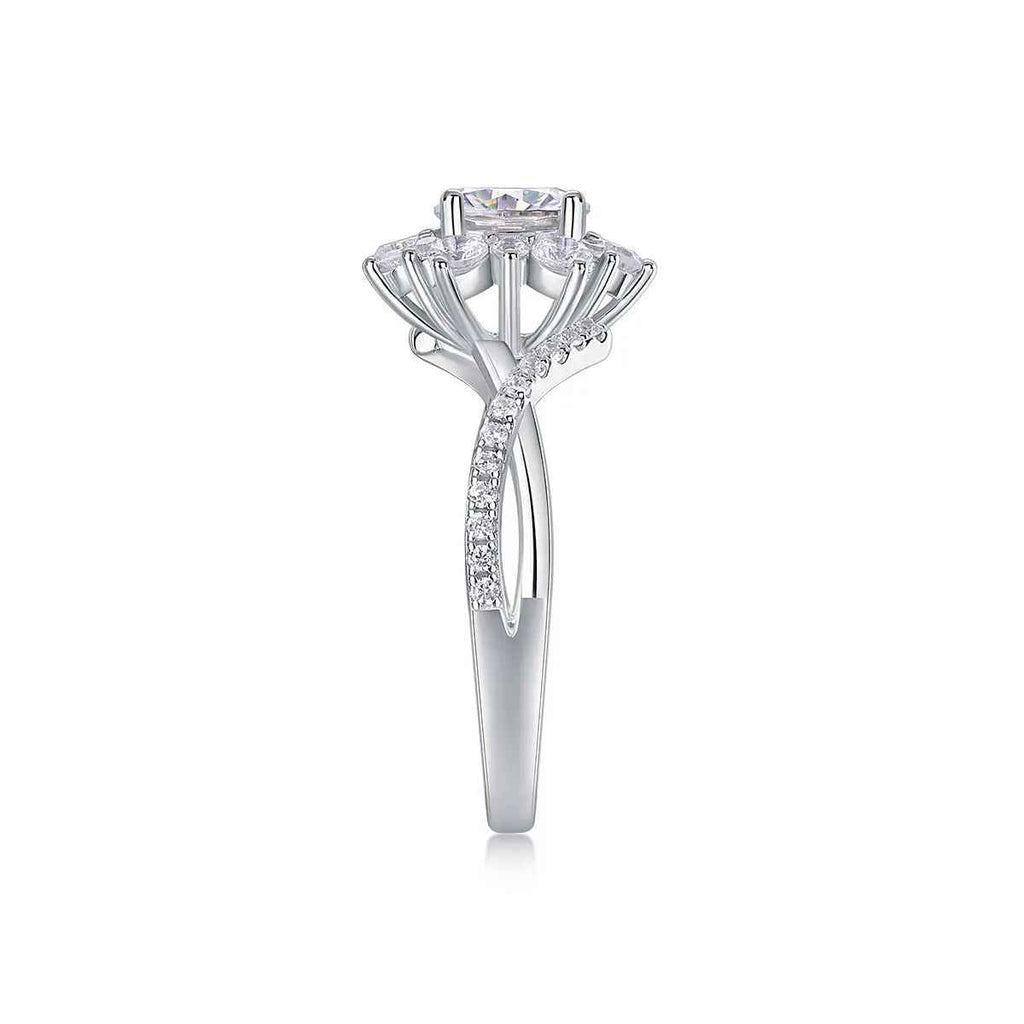 1 Carat Moissanite Ring in Platinum-Plated Silver, Customizable - Mohamed jewelry My Store