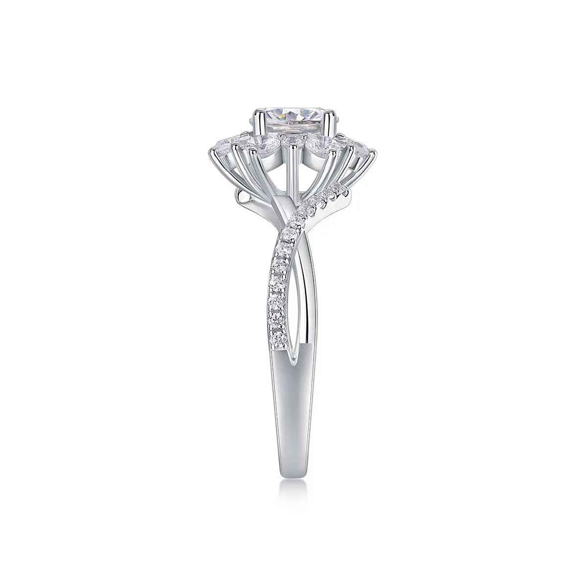 1 Carat Moissanite Ring in Platinum-Plated Silver, Customizable - Mohamed jewelry My Store
