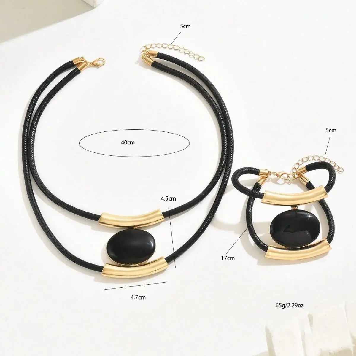 14K Gold Plated Golden Elegance  Black And Gold Statement Jewelry Set - Mohamed jewelry My Store