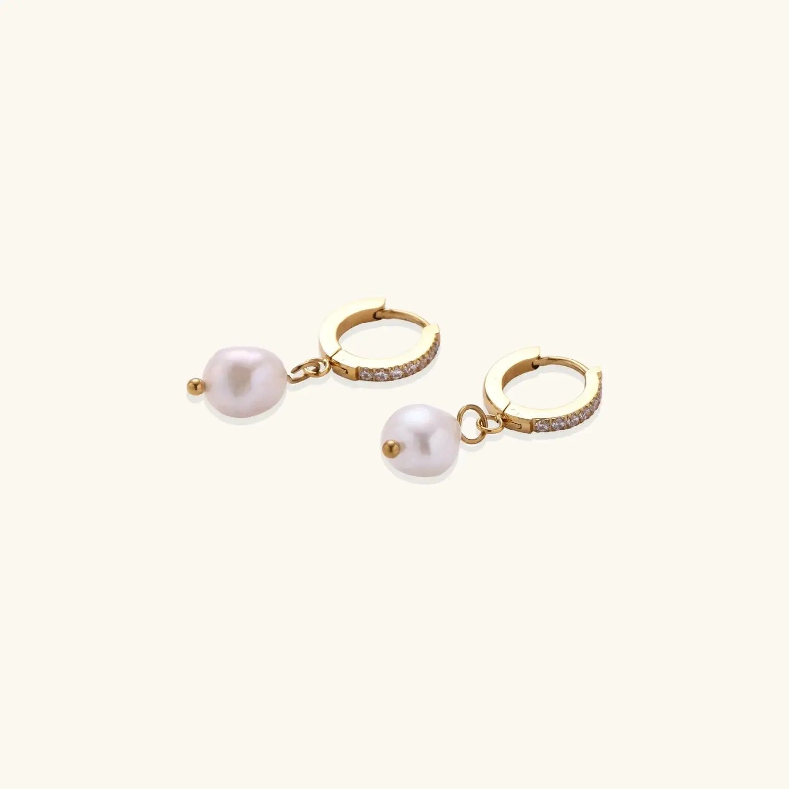 18K Gold Plated Freshwater Pearl Huggie Hoops - Mohamed jewelry My Store
