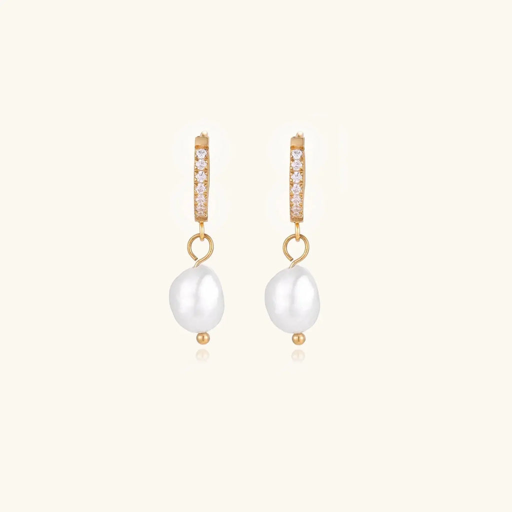 18K Gold Plated Freshwater Pearl Huggie Hoops - Mohamed jewelry My Store