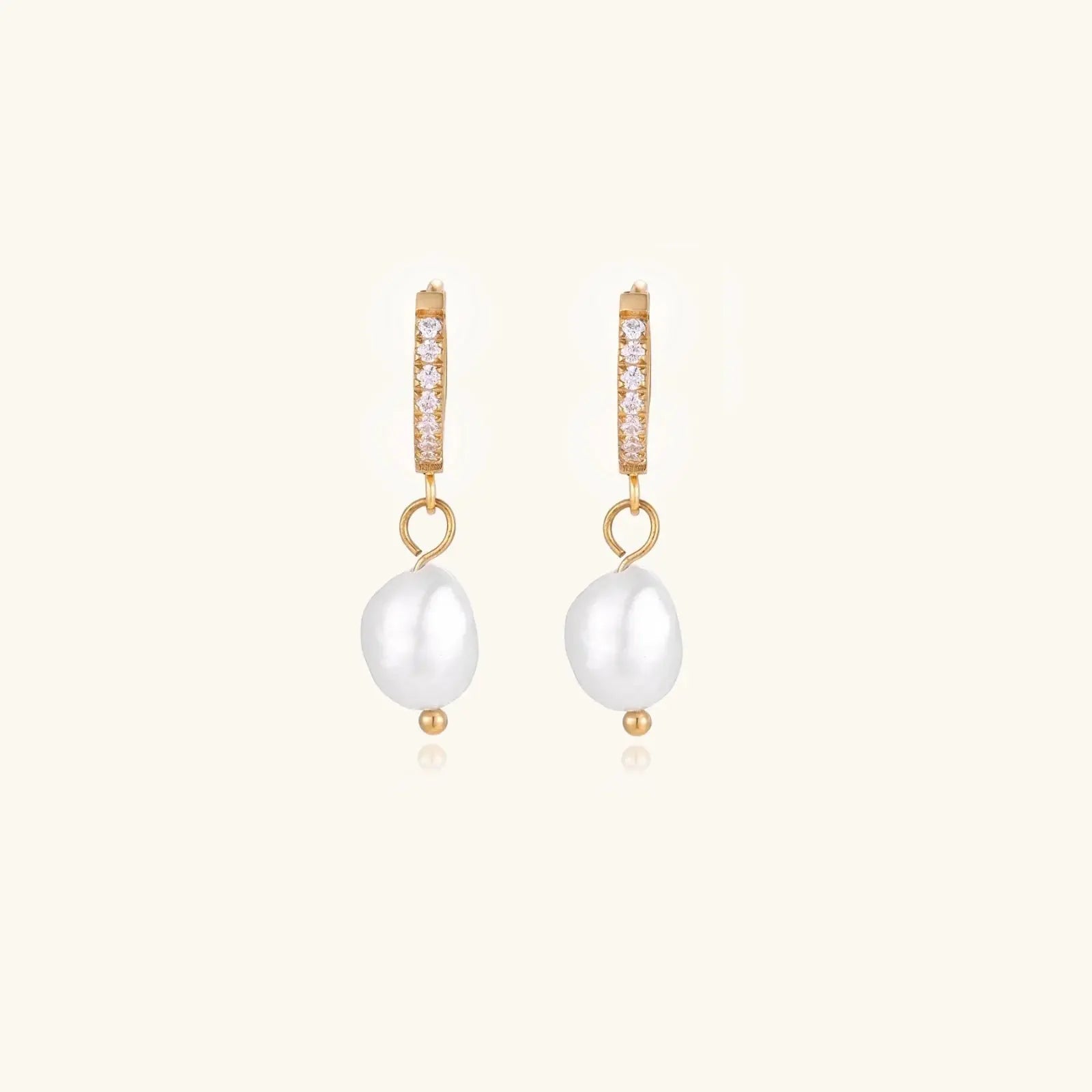 18K Gold Plated Freshwater Pearl Huggie Hoops - Mohamed jewelry My Store
