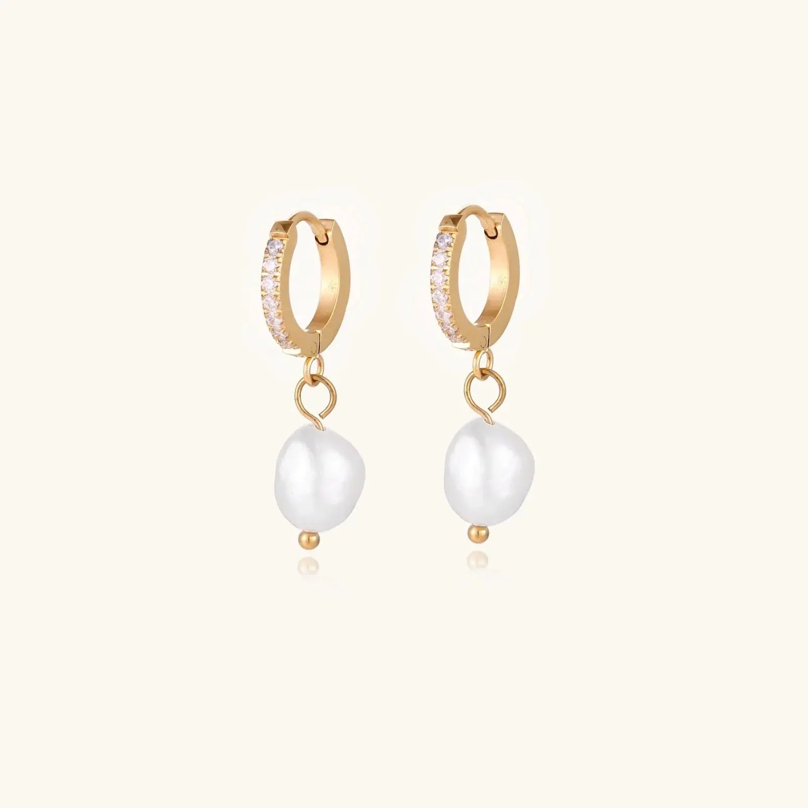 18K Gold Plated Freshwater Pearl Huggie Hoops - Mohamed jewelry My Store