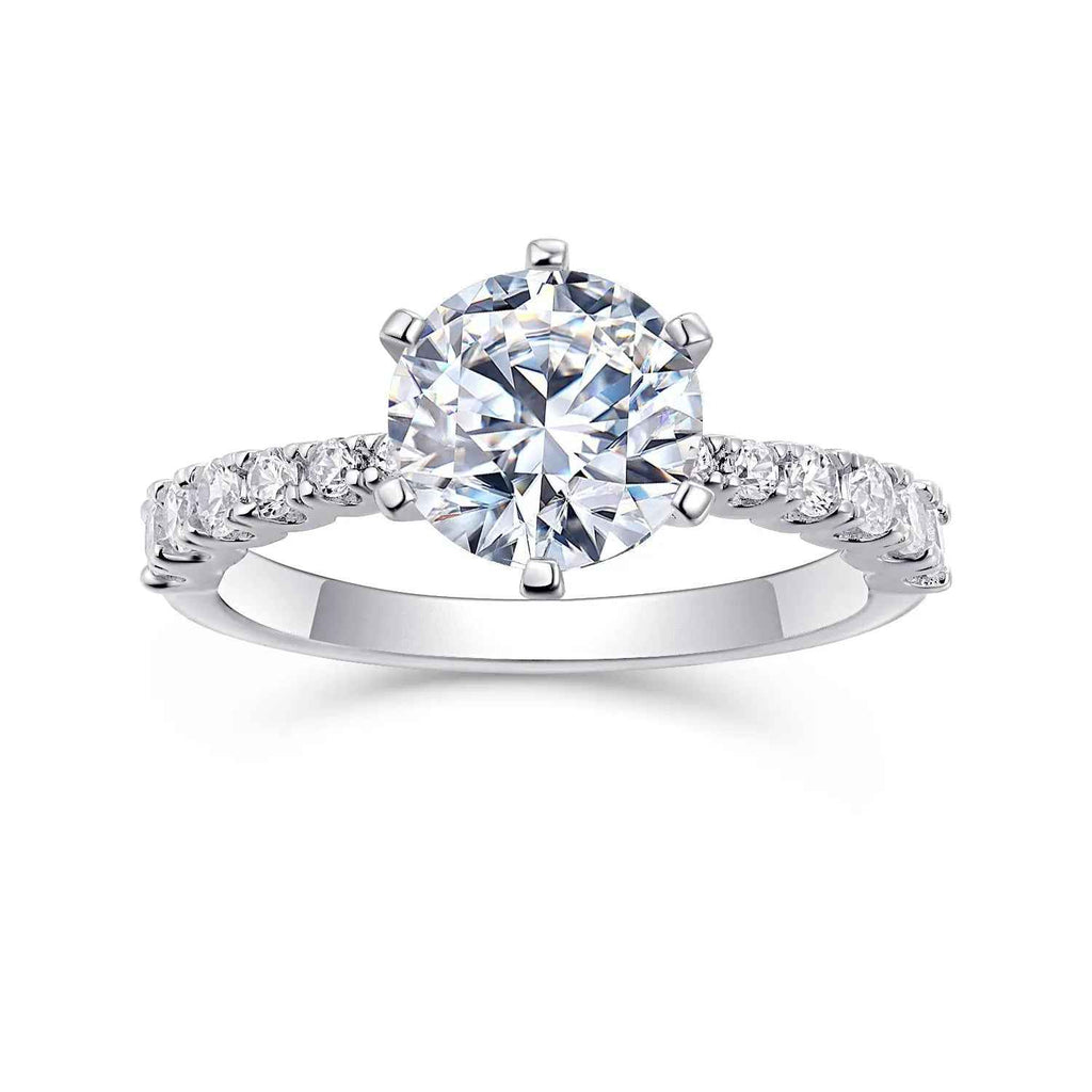 2 Carat Moissanite Platinum-Plated Silver Ring with Custom Options - Mohamed jewelry My Store