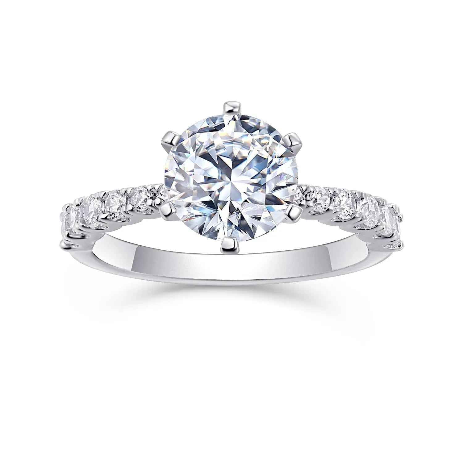 2 Carat Moissanite Platinum-Plated Silver Ring with Custom Options - Mohamed jewelry My Store
