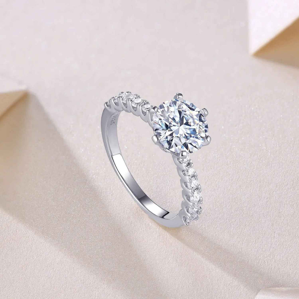 2 Carat Moissanite Platinum-Plated Silver Ring with Custom Options - Mohamed jewelry My Store