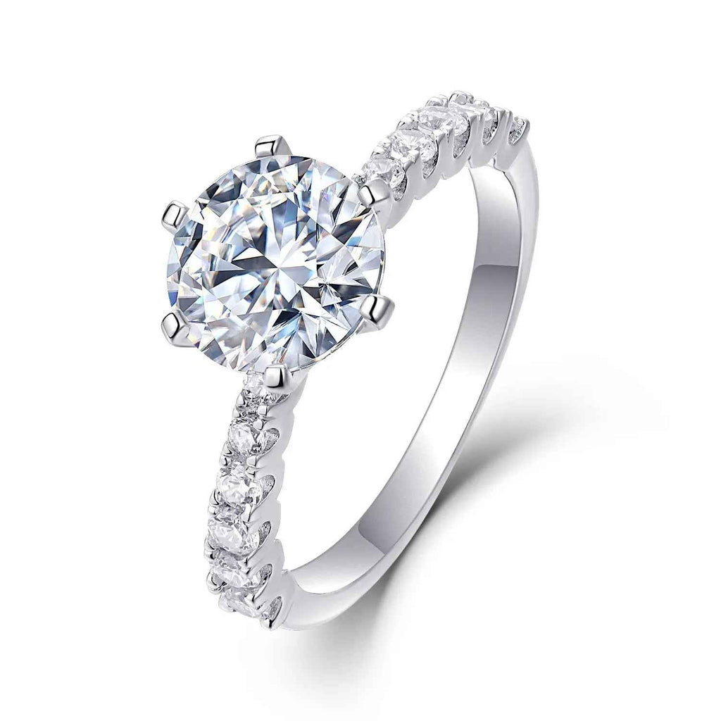 2 Carat Moissanite Platinum-Plated Silver Ring with Custom Options - Mohamed jewelry My Store