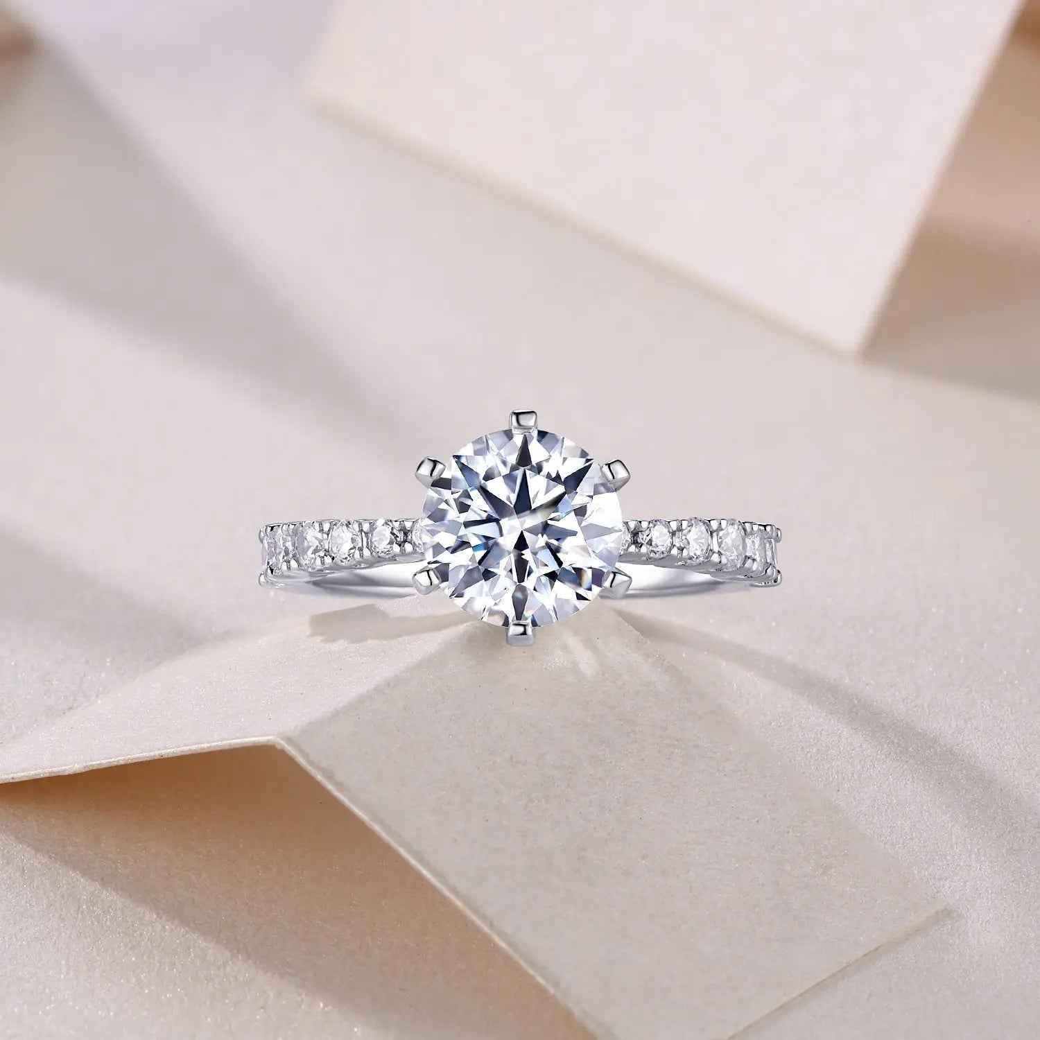 2 Carat Moissanite Platinum-Plated Silver Ring with Custom Options - Mohamed jewelry My Store