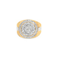 10K Yellow Gold 1 1/2 Cttw Diamond Cluster and Halo Signet Mens Ring (K-L Color, I1-I2 Clarity) - Mohamed jewelry My Store