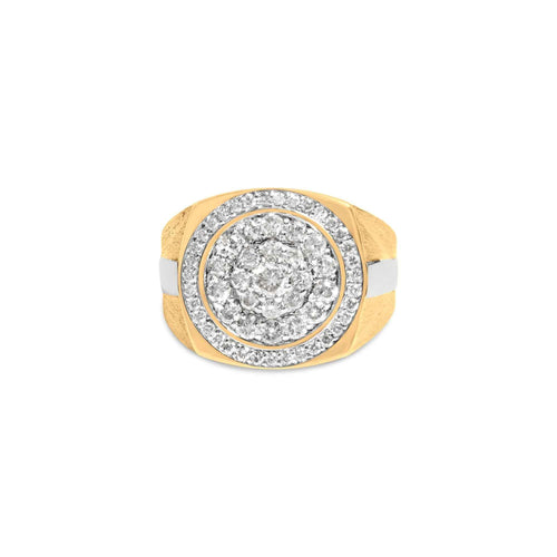 10K Yellow Gold 1 1/2 Cttw Diamond Cluster and Halo Signet Mens Ring (K-L Color, I1-I2 Clarity) - Mohamed jewelry My Store