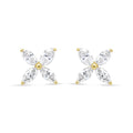 14K Gold Marquise Diamond 8 Stone Floral Leaf Stud Earrings (I-J Color, SI2-I1 Clarity) - Mohamed jewelry My Store