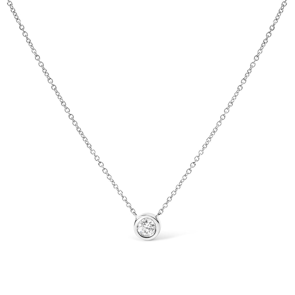 14K Gold Lab Grown Diamond Modern Bezel-Set Solitaire 16"-18" Pendant Necklace (F-G Color, VS2-SI1 Clarity) - Mohamed jewelry My Store