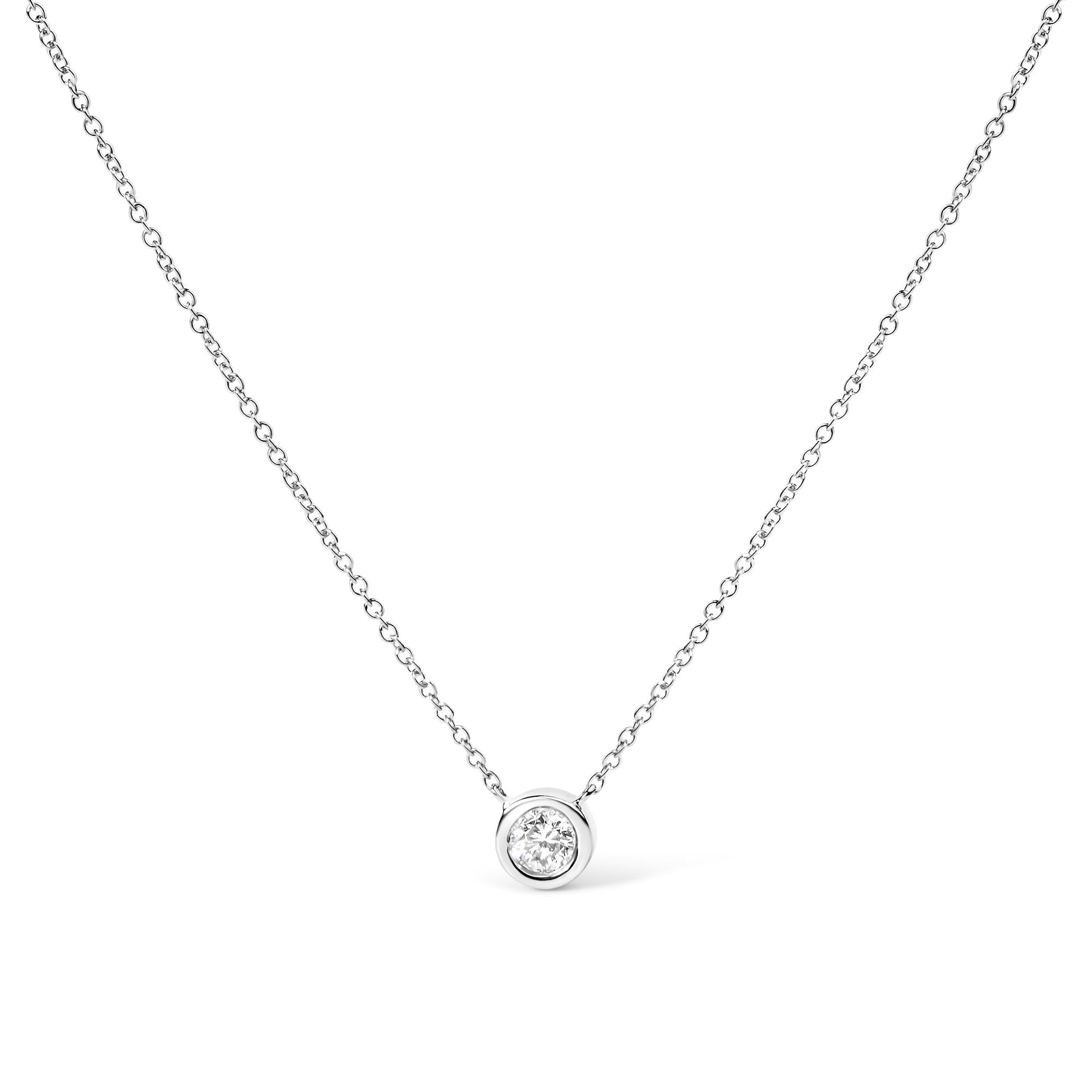 14K Gold Lab Grown Diamond Modern Bezel-Set Solitaire 16"-18" Pendant Necklace (F-G Color, VS2-SI1 Clarity) - Mohamed jewelry My Store