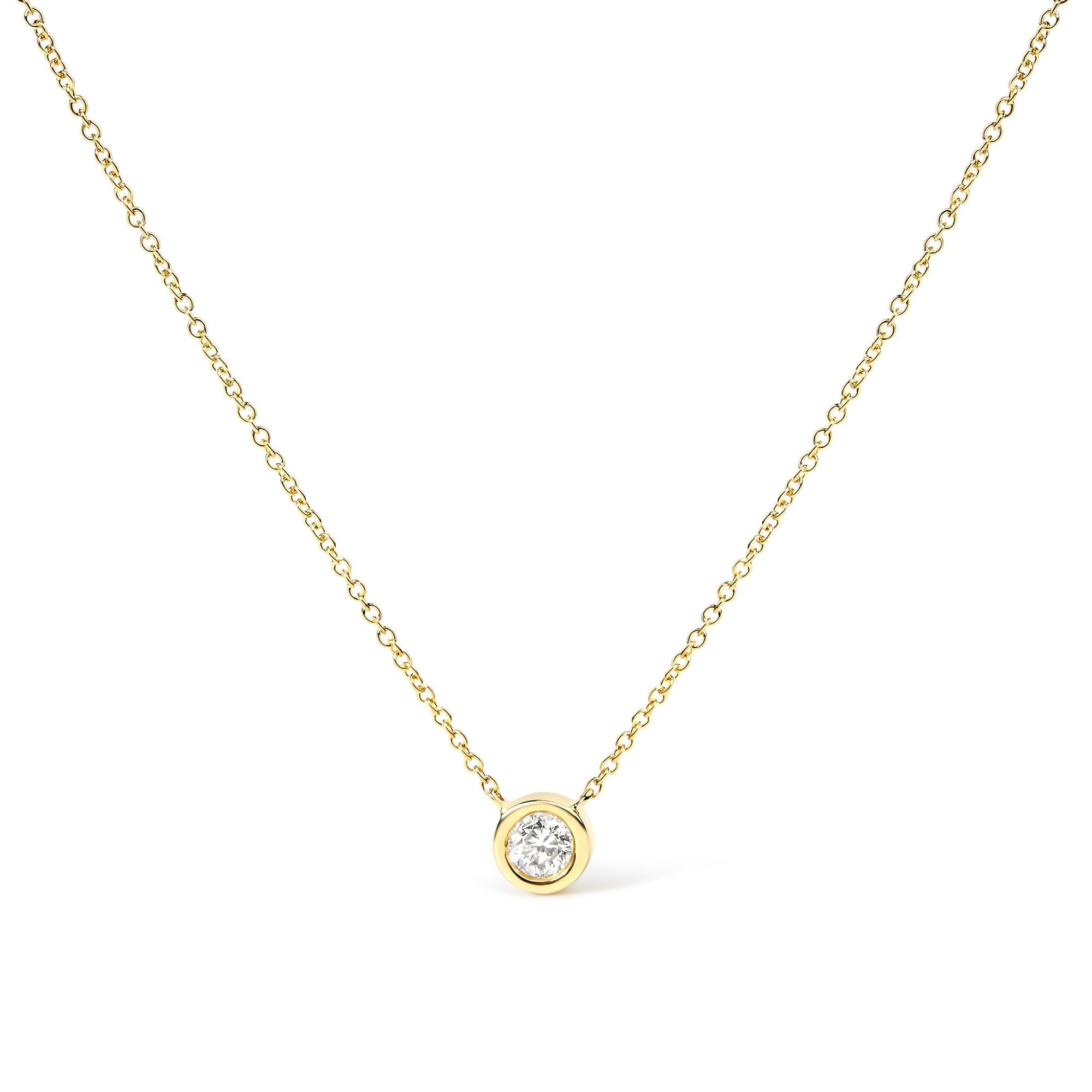 14K Gold Lab Grown Diamond Modern Bezel-Set Solitaire 16"-18" Pendant Necklace (F-G Color, VS2-SI1 Clarity) - Mohamed jewelry My Store