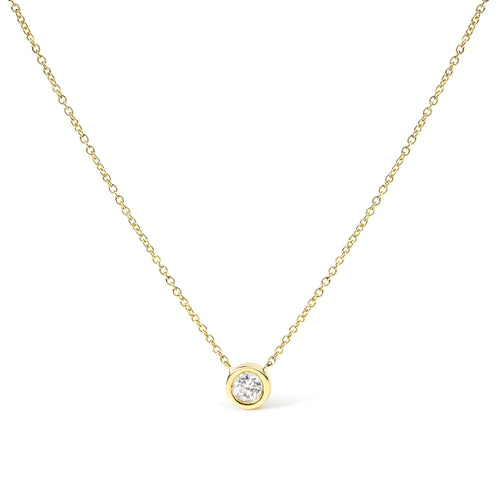 14K Gold Lab Grown Diamond Modern Bezel-Set Solitaire 16"-18" Pendant Necklace (F-G Color, VS2-SI1 Clarity) - Mohamed jewelry My Store