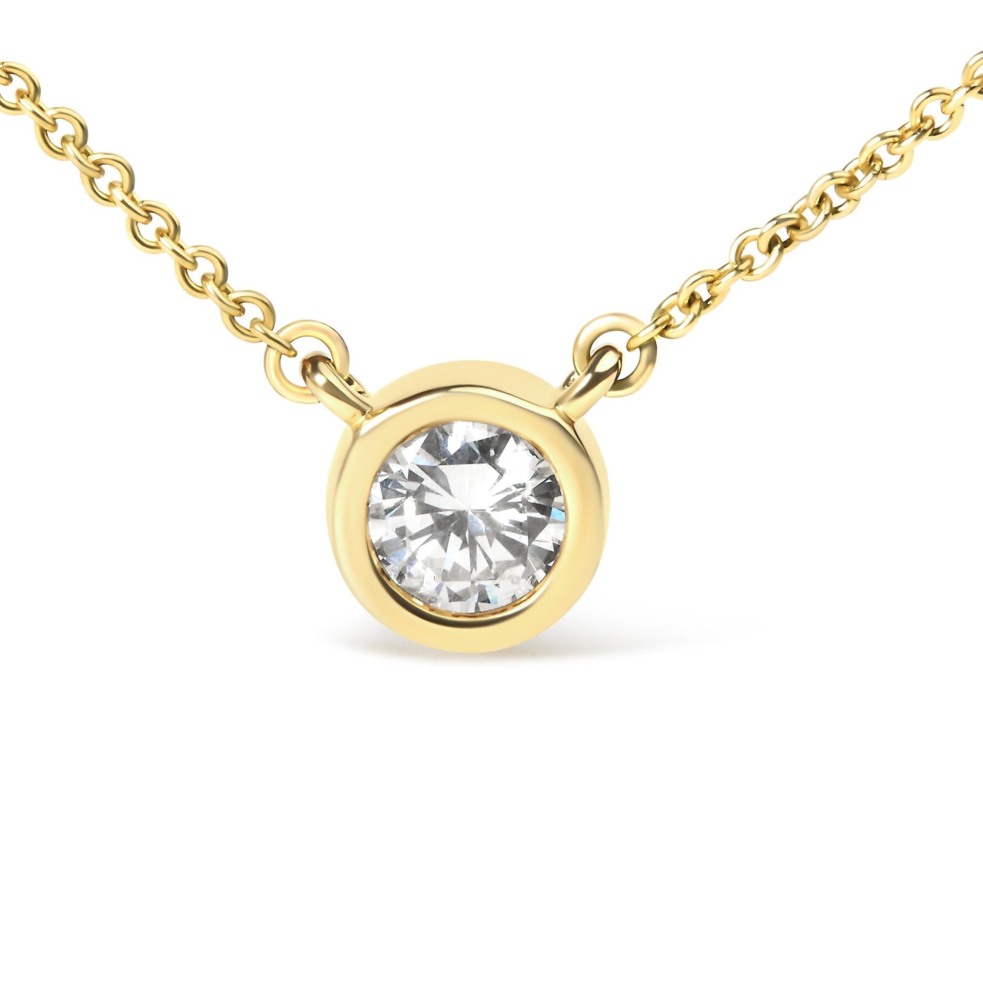 14K Gold Lab Grown Diamond Modern Bezel-Set Solitaire 16"-18" Pendant Necklace (F-G Color, VS2-SI1 Clarity) - Mohamed jewelry My Store