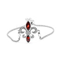 .925 Sterling Silver Marquise Garnet  and Diamond Accent Lariat 4”-10” Fleur De Lis Adjustable Bolo Bracelet (H-I Color, SI1-SI2 Clarity) - Mohamed jewelry My Store