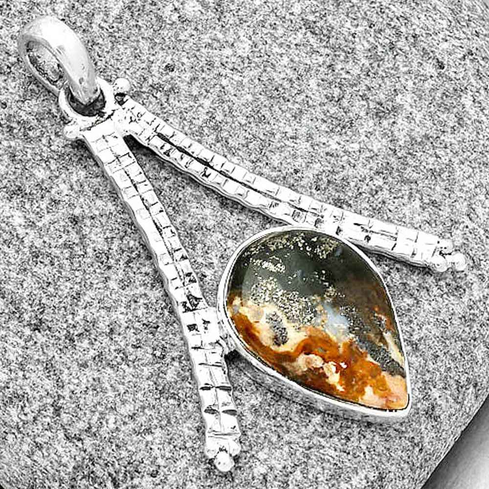 Natural Palm Root Fossil Agate Pendant P-1034 SDP125886 - Mohamed jewelry My Store