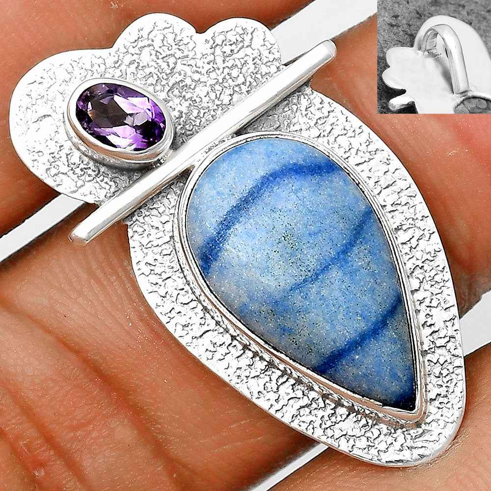 Natural Dumortierite Quartz & Amethyst Pendant P-1338 SDP136080 - Mohamed jewelry My Store