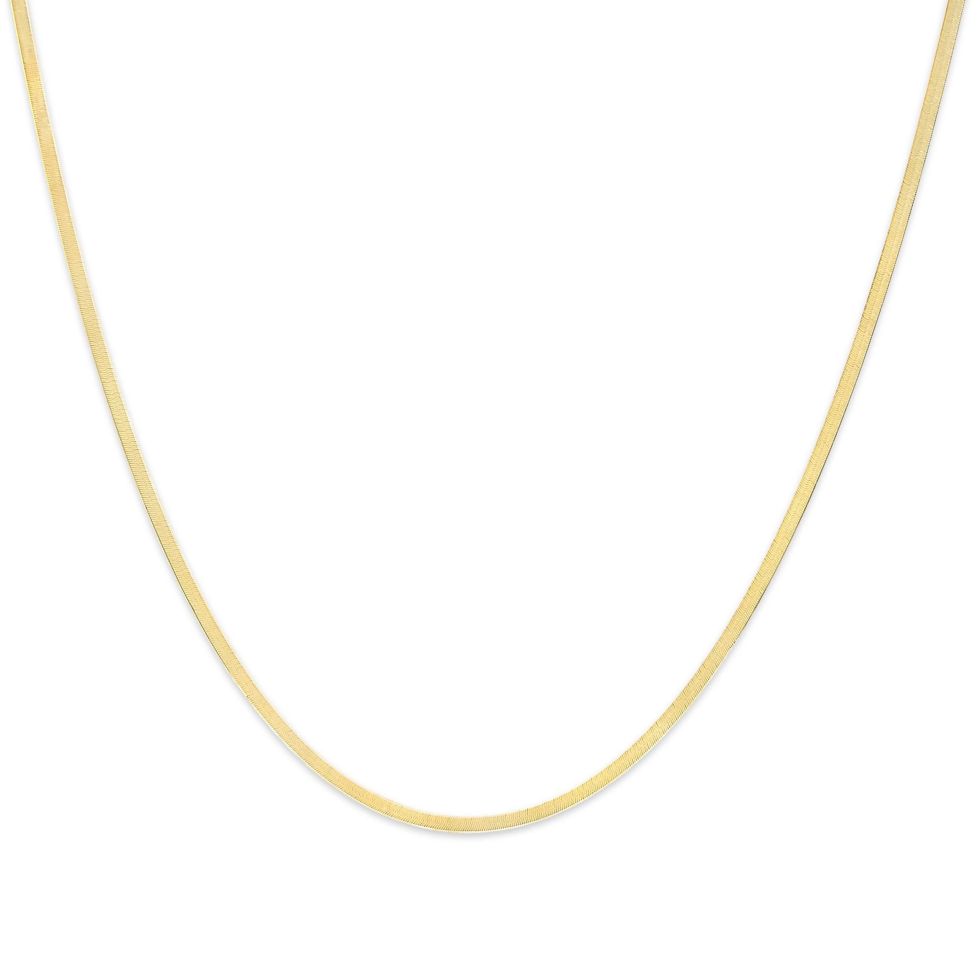 Unisex Solid 14K Gold 2.8mm Imperial Herringbone Chain Necklace - Mohamed jewelry My Store