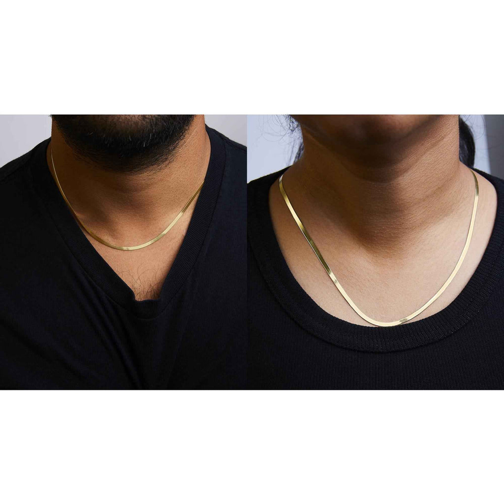 Unisex Solid 14K Gold 2.8mm Imperial Herringbone Chain Necklace - Mohamed jewelry My Store