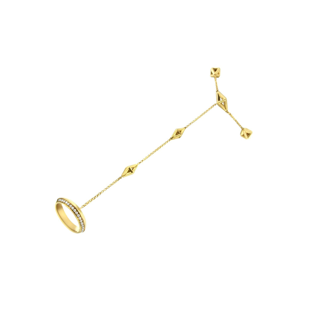 14K Yellow Gold 1/4 Cttw Diamond Ring and Bracelet Hand Chain (G-H Color, SI1-SI2 Clarity) - 7" - Mohamed jewelry My Store