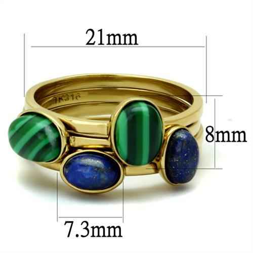 TK2905 - IP Gold(Ion Plating) Stainless Steel Ring with Synthetic MALACHITE in Emerald - Mohamed jewelry My Store